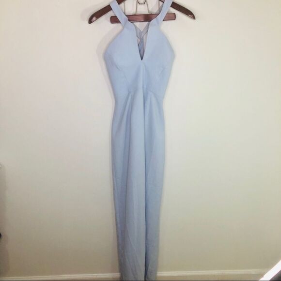 Keepsake Bloom Maxi Dress Light Blue Front Slit M - Picture 3 of 8